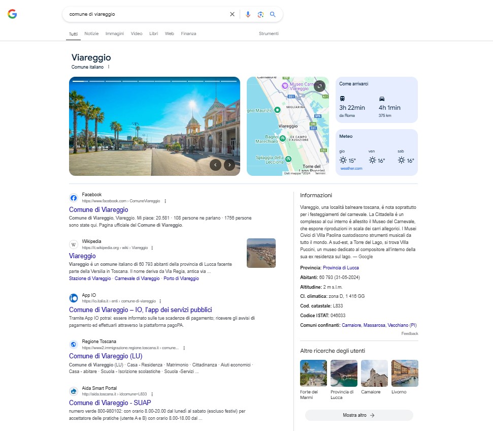 comune di viareggio su google