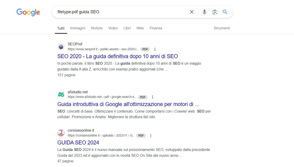 operatore filetype google