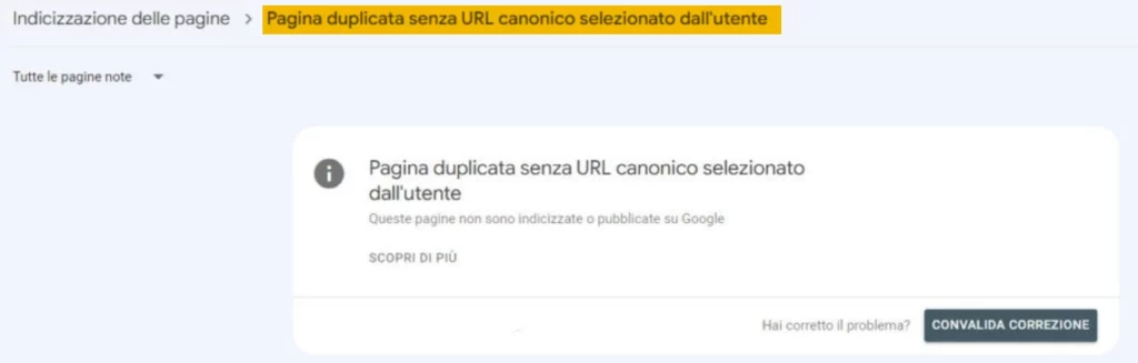 pagina alternativa con tag canonical appropriato