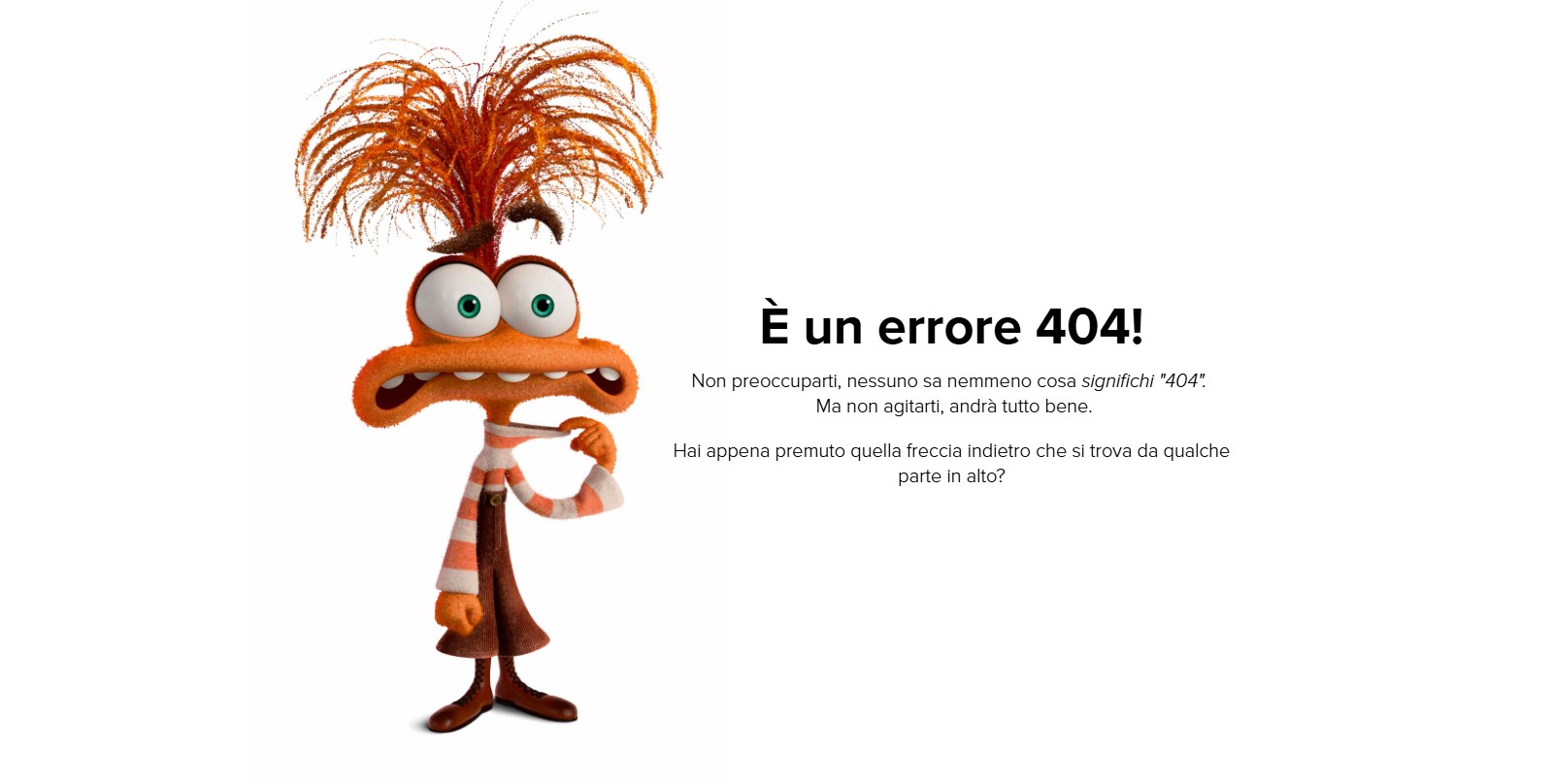 pagina 404 del sito pixar